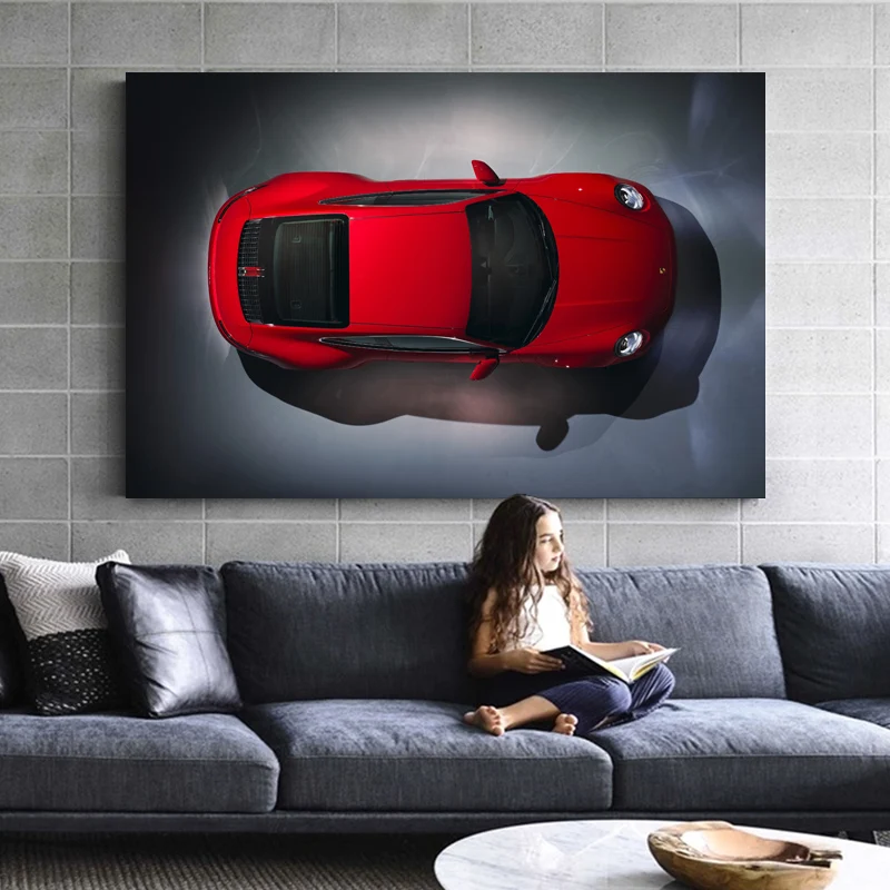 Porsches 911 Carrera красная автомобиль спортивный автомобиль обои плакаты и принты на стену искусство холст картины для гостиной Декор