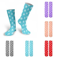 colorful bitcoin currency cotton socks for women unisex 3d printed street hip hop straight socks cryptocurrency high knee socks