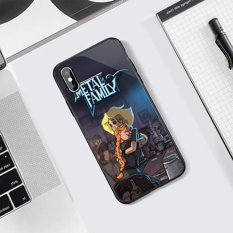 

metal family high quality shell luxury Phone Case funda Tempered glass For iphone 5C 6 6S 7 8 plus X XS XR 11 PRO MAX