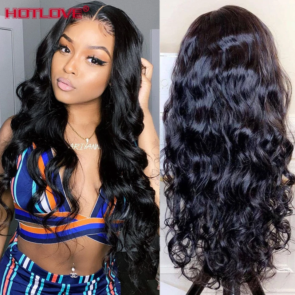 Hotlove Body Wave Lace Front Human Hair Wigs Pre Plucked 13x4 Indian Transparent Lace Frontal Human Hair Wig For Women 150% Remy