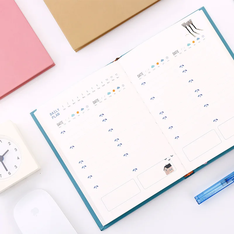Милый ежедневник на день 365 дней, записная книжка, кавайные канцелярские принадлежности, внутренний дневник, записная книжка, школьные офисные принадлежности, подарки