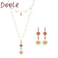 high quality swa fashion jewelry new lucky goddess double circle crystal women necklace bohemian style tassel pendant necklace