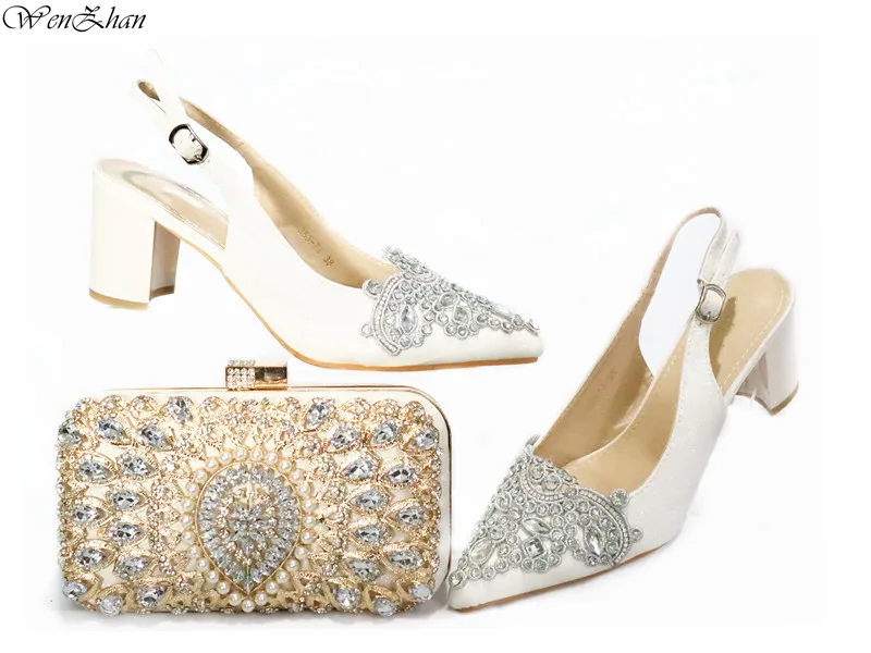 

NEW African Shoes And Bag Matching Set With Brown Hot Selling Women Italian Shoes And Bag Set For Party Wedding! WENZHAN 203-6