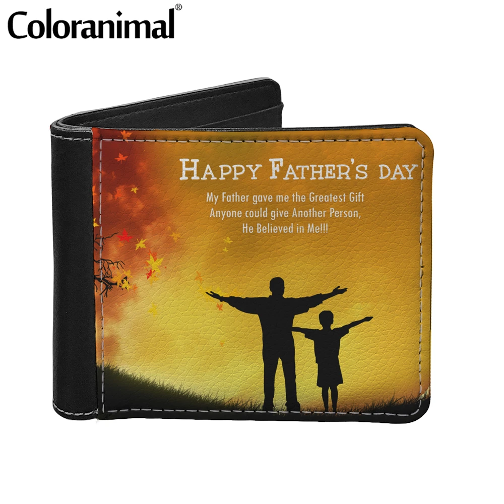 

Coloranimal 2021 Hot Sytle Men's Leather Purse Happy Father's Day Pattern Male Multi-Card Bag Thin Short Luxury Money Wallet Hot