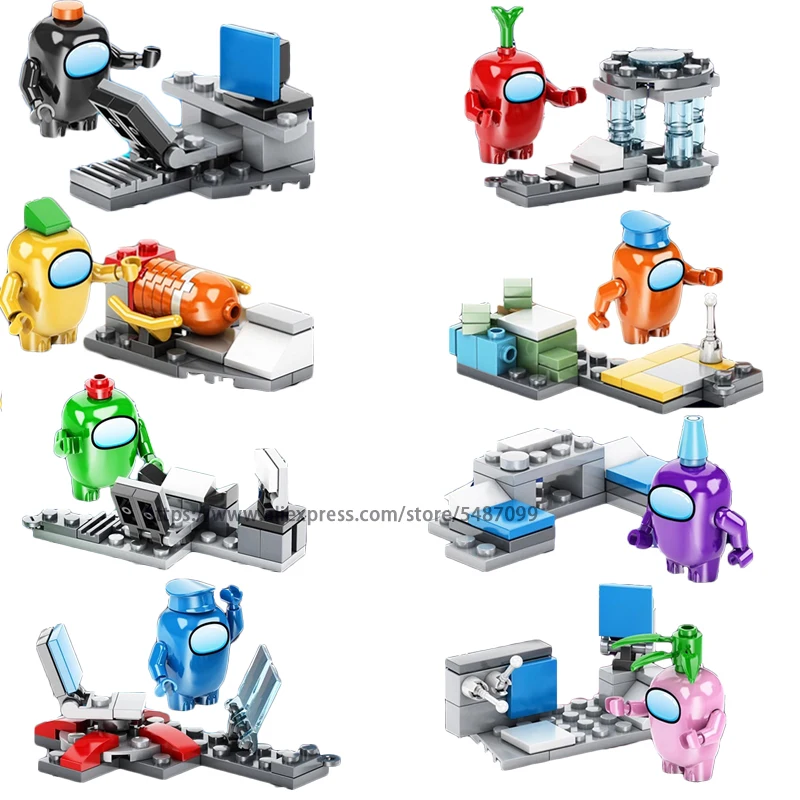 

Among Us A set of 8 box steam space impostor crewmates figures Peluche Game model Building Blocks Bricks Toys For Children Gift