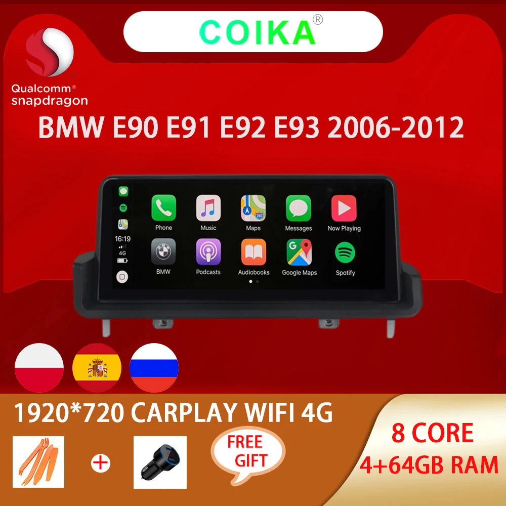 Автомобильный радиоприемник 8 ядер Android 10 0 для BMW E90 E91 E92 E93 2005 2012 GPS Navi BT 4G LTE IPS Touch