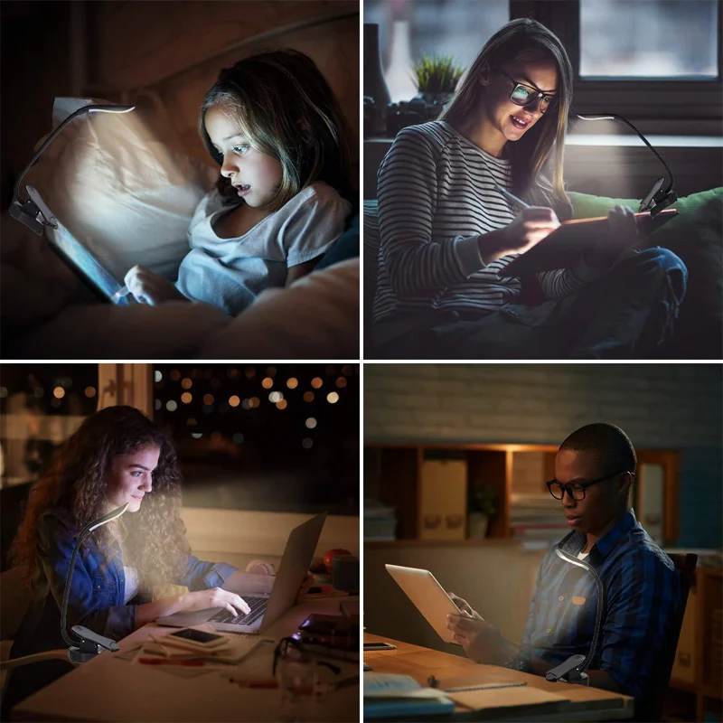 

LED Eye Protection Clip Book Light Rechargeable USB Reading Light Touch Dimmable Clip Table Desk lamp Clip lamp Night Light