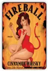 Металлический знак Fireball в стиле ретро, настенный Декор для дома, кухни, бара, кафе, дверей, сада, гаража, 8x12 дюймов