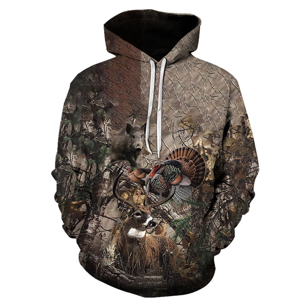 

2021Spring And Autumn Camo Long Sleeve Hooded Shirts 3D Printing Hoodie/Sweatshirt Man Women Jungle Hunting Wild Boar Tops