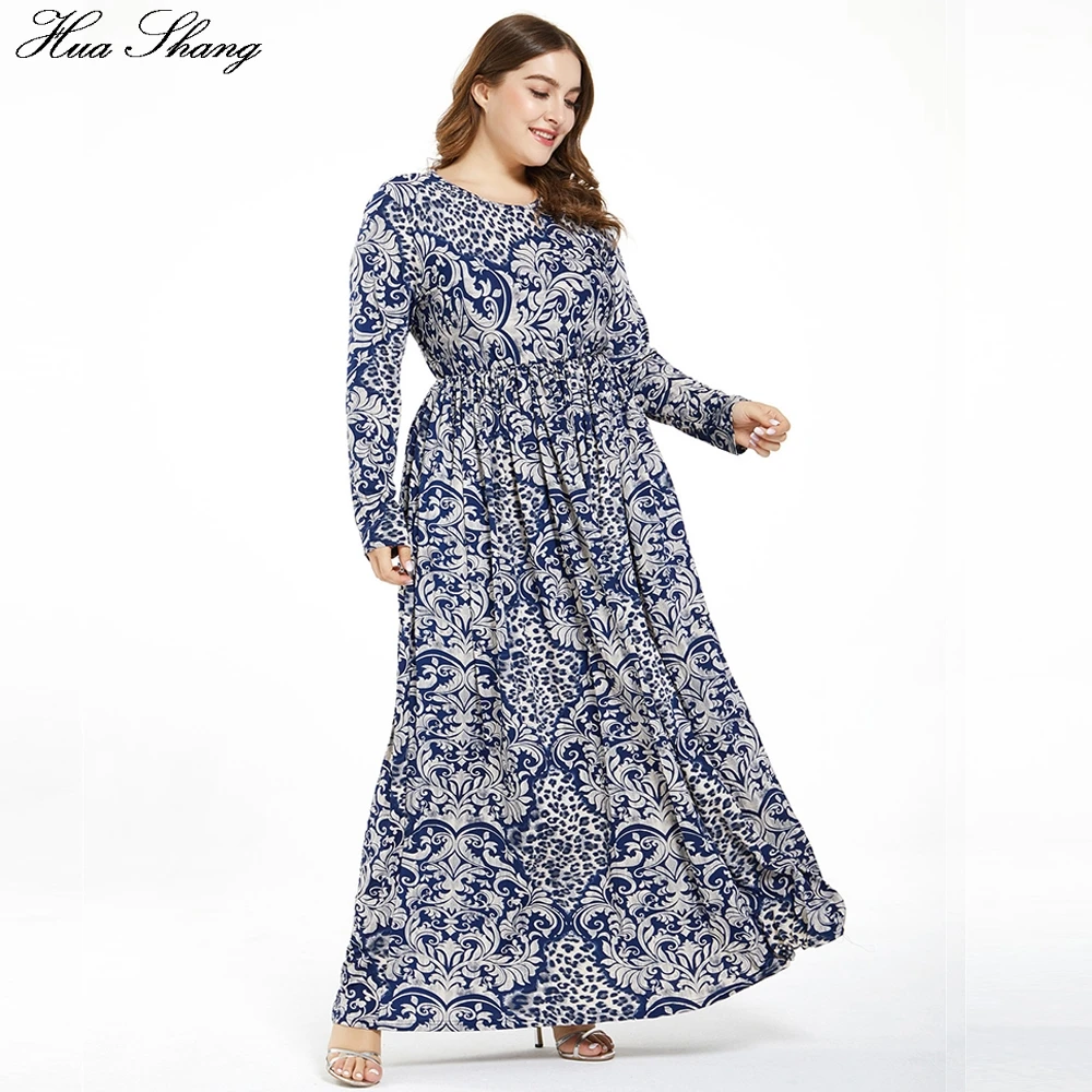 6XL размера плюс винтажное женское платье 2020 Весна длинный рукав Ретро Цветочный