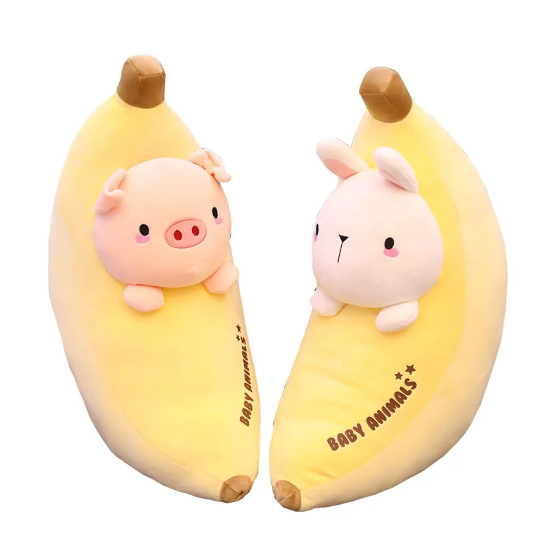 Имитация фруктов банан авокадо Клубничная Подушка Морковка милый кролик