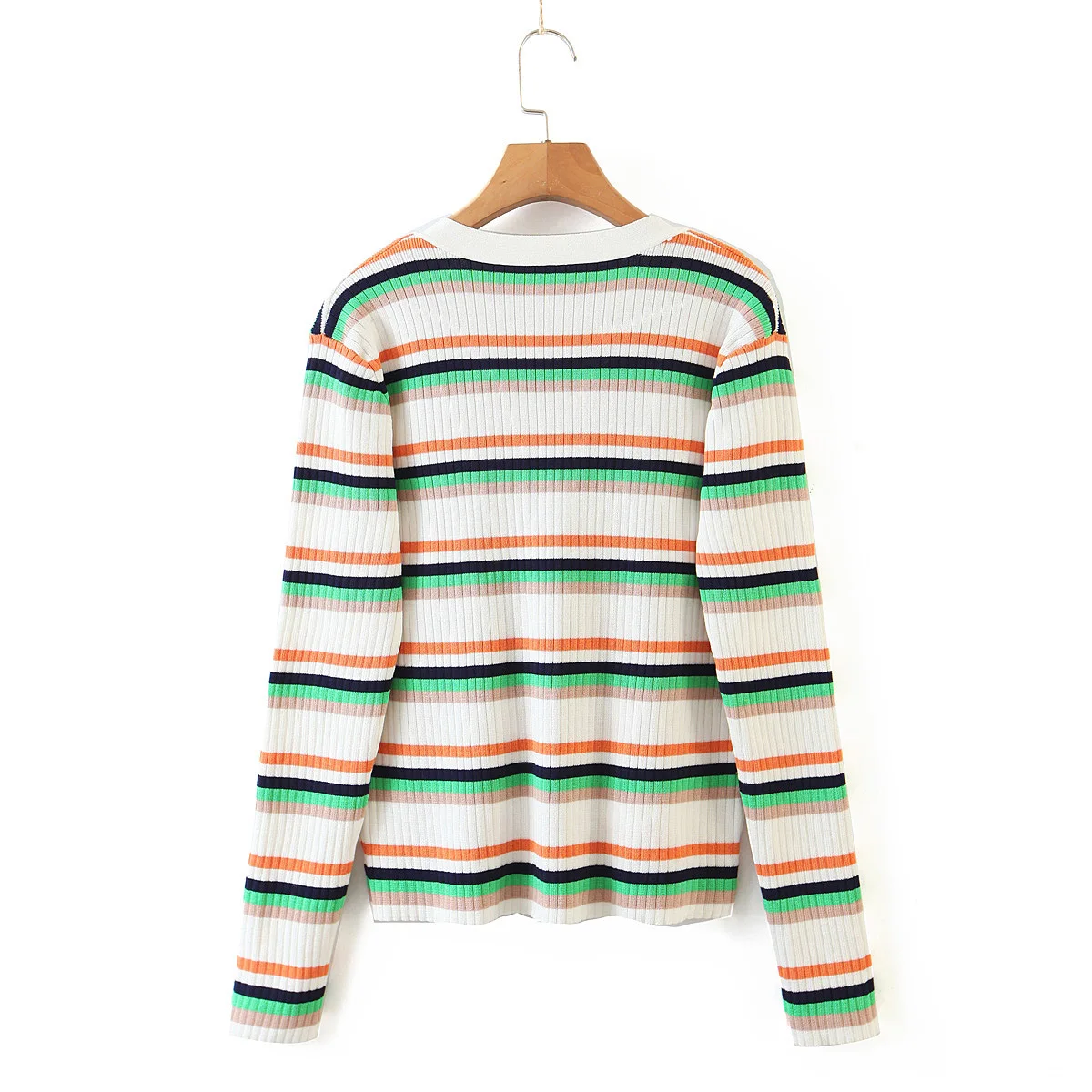 

Casual Autumn Cardigan Women Winter 2020 Long Sleeve Oversized Buttons Knitted Stripe Sweater V Neck Knitwear