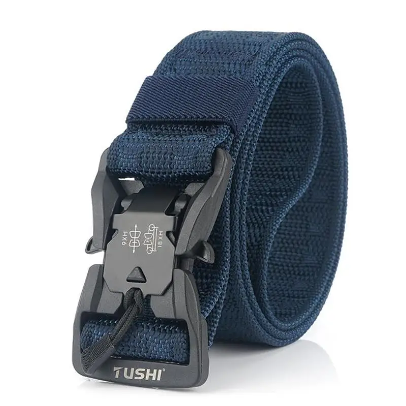 Синий SupSindy военный армейский боевой тактический ремень для мужчин БЫСТРОРАЗЪЕМНАЯ пряжка мужской холст ремень нейлоновый тренировочный пояс мужской ремень - Цвет: Синий