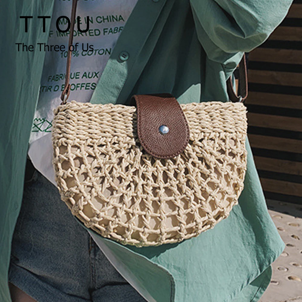 Соломенная Сумка на плечо для женщин круглая плетеная пляжная дорожная