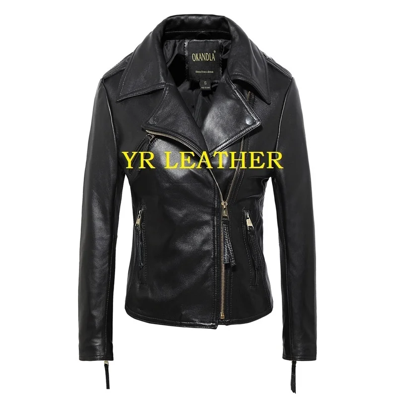 

YR!Free Brand shipping.Wholesales.2021 new woman genuine jacket.fashion sheepskin coat.slim leather jacket,plus size