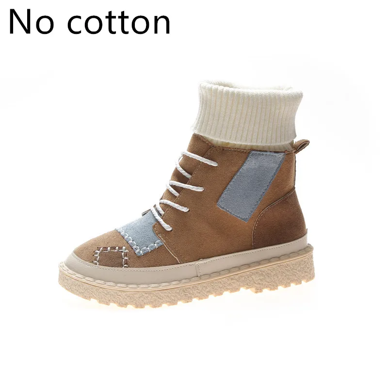 Khaki No cotton Лидер продаж; сезон осень-зима; высокие сапоги; женские замшевые парусиновые туфли на плоской подошве; Размеры 35-43; Botas Mujer - Цвет: Khaki No cotton