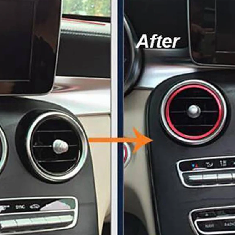 7Pcs Red Exterior A/C Air Vent Outlet Ring Cover Trim for Mercedes Benz C Class 2015 W205 C180 C200 C250 C300 C400 & GLC 2016 |