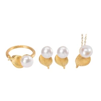 s925 sterling silver gold plated natural pearl baroque personality conch niche ladies ear studs ring pendant