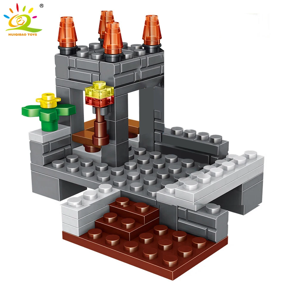 HUIQIBAO 284 шт город мой мир строительные блоки режим Шахта Стив 4 фигурки кирпичи