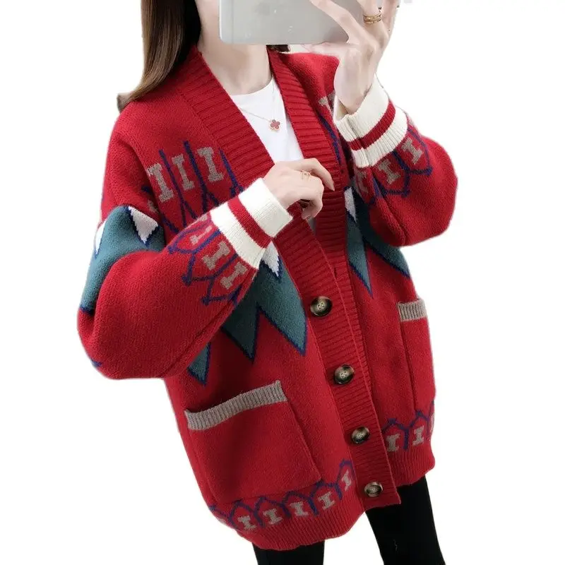 

cardigan knitting coat female thickening the new spring 2021 ladies sweaters qiu dong joker web celebrity hot style