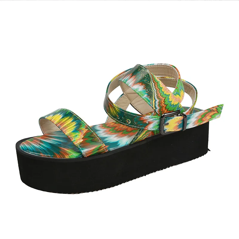 

women platform sandals shoes woman ladies Spring/summer new female chunky heels pu leather sandals outdoor beach slipper