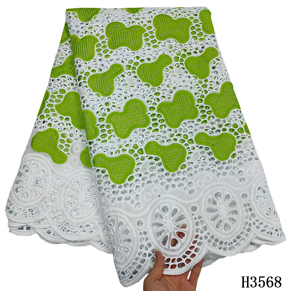 

Green 100% Cotton Brode Fabric Coton Africain Lace Fabric 2020 Hot Sale Dry Cotton wiss Voile Lace In Switzerland For Dress