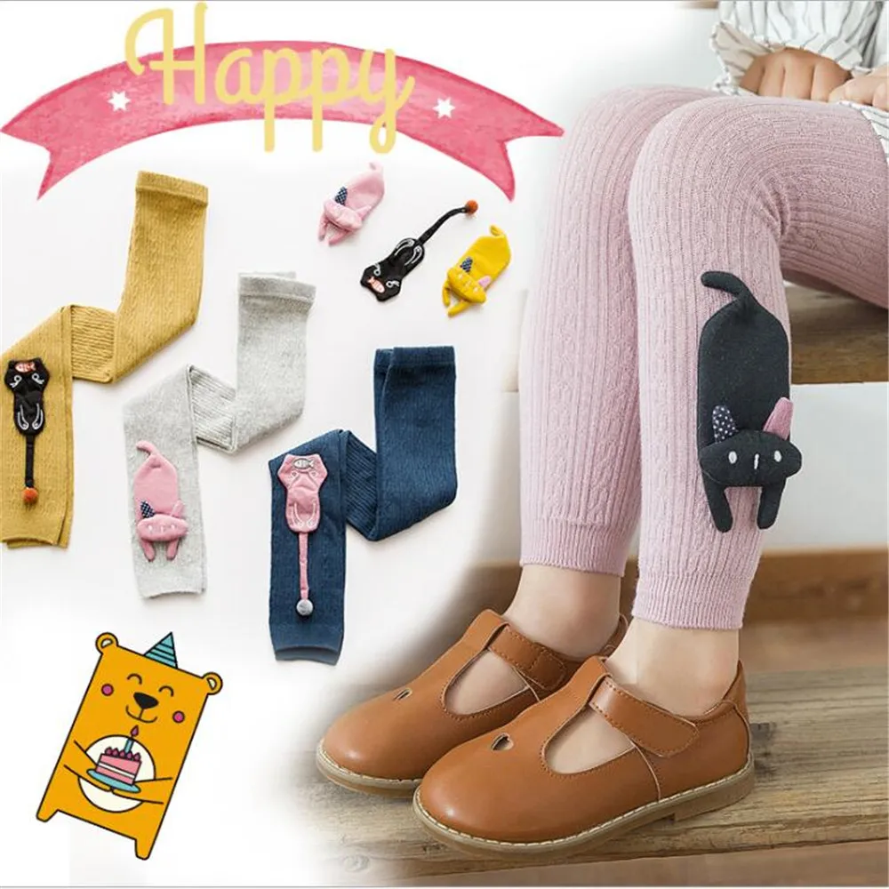 Леггинсы для девочек однотонные облегающие штаны с рисунком Детские Зимние