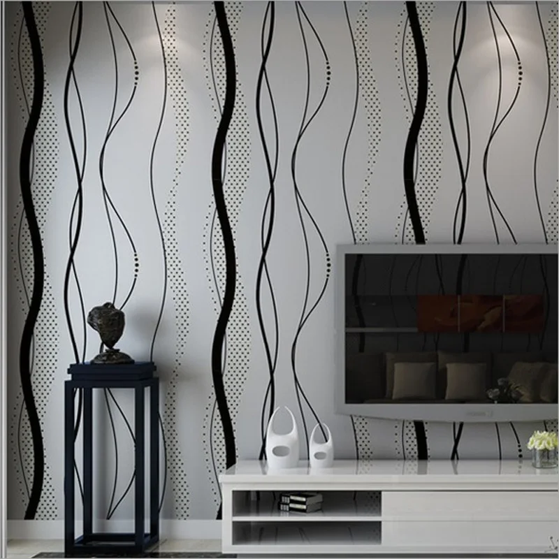 Современные нетканые Геометрические полосы 3D обои серый домашний Декор наклейки