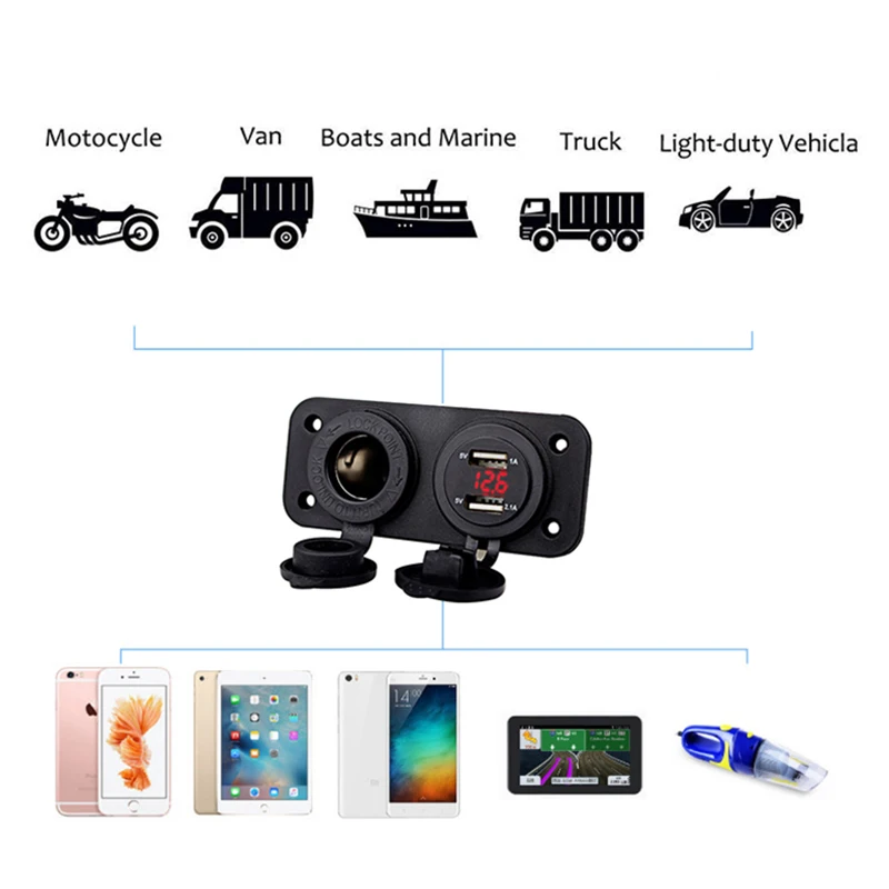 Автомобильный прикуриватель + Встроенный usb порт двойное зарядное устройство Usb 12