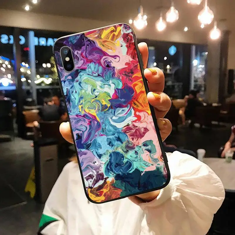 

Colorful abstract splash ink texture Phone Case for iPhone 11 12 pro XS MAX 8 7 6 6S Plus X 5S SE 2020 XR