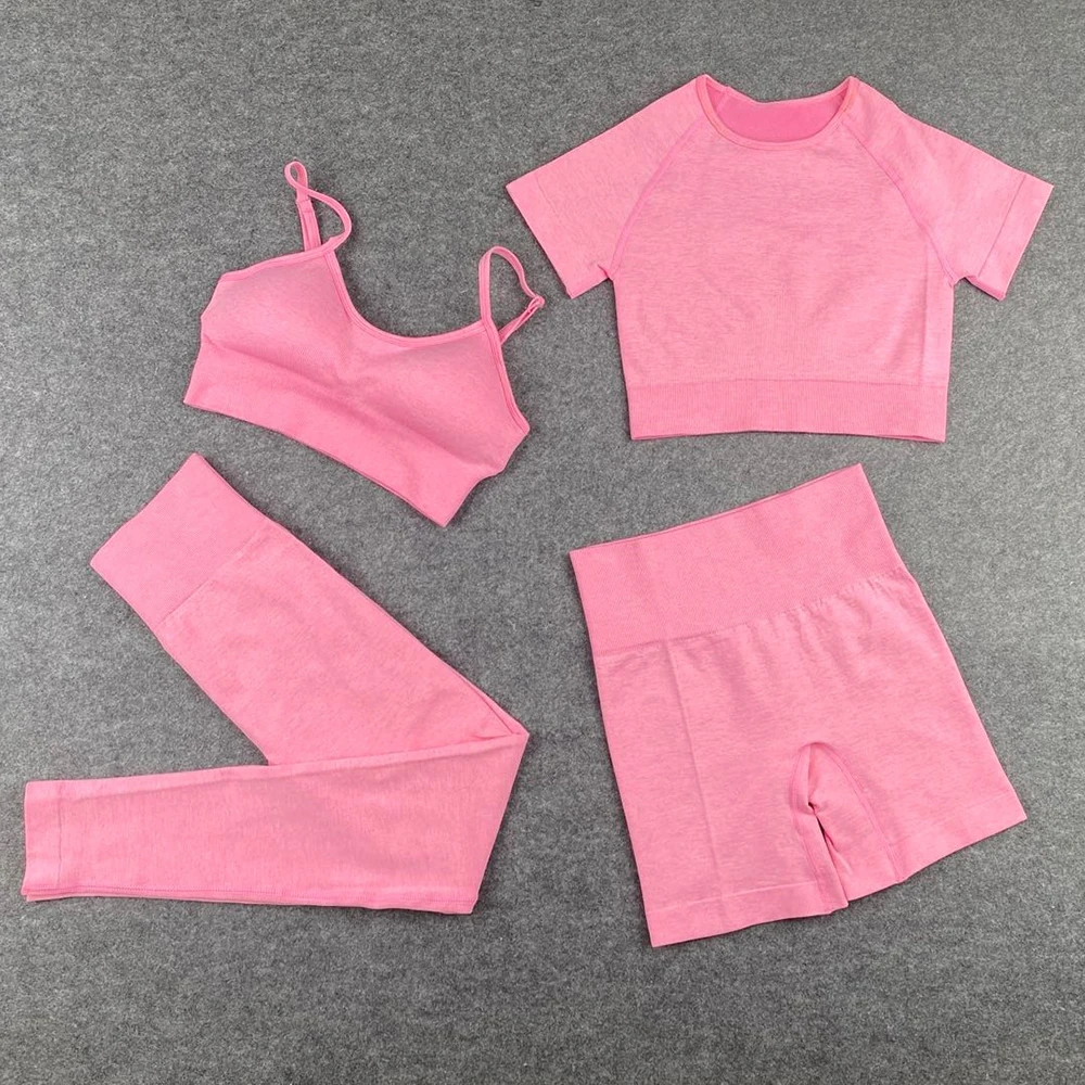 

Seamless Women Yoga Sut Workout Fitness Crop Top Shirts Sport Bra Shorts High Waist Leggings Gym Clothing Sportswear Tracksuit