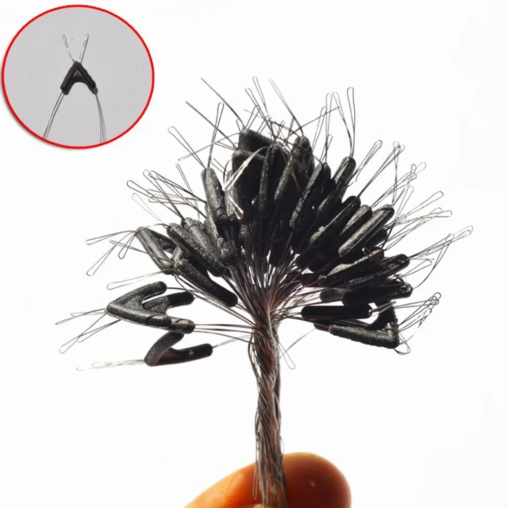 

50pcs Double hooks contactor device fishing line space bifurcation eight type space bean line swivel tying tool