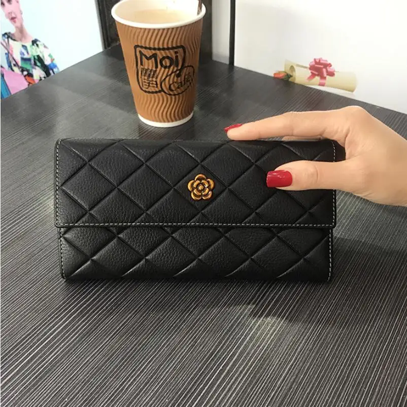 Сан Мари женские кошельки и сумки в клетку натуральной кожи Длинный кошелек