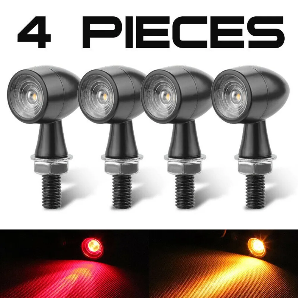 

4PCS Mini LED Motorcycle Brake Turn Signals Indicator Amber Red Blinker Light Lamp 12V Amber Blinker Indicator Lamp 3 Wire