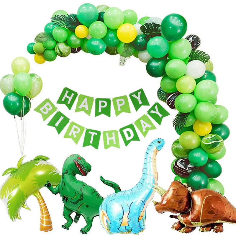 

214 Jungle Theme Dinosaur Party Decoration Balloon Dinosaur Disposable Tableware Set Baby Shower Children Birthday Party Gift