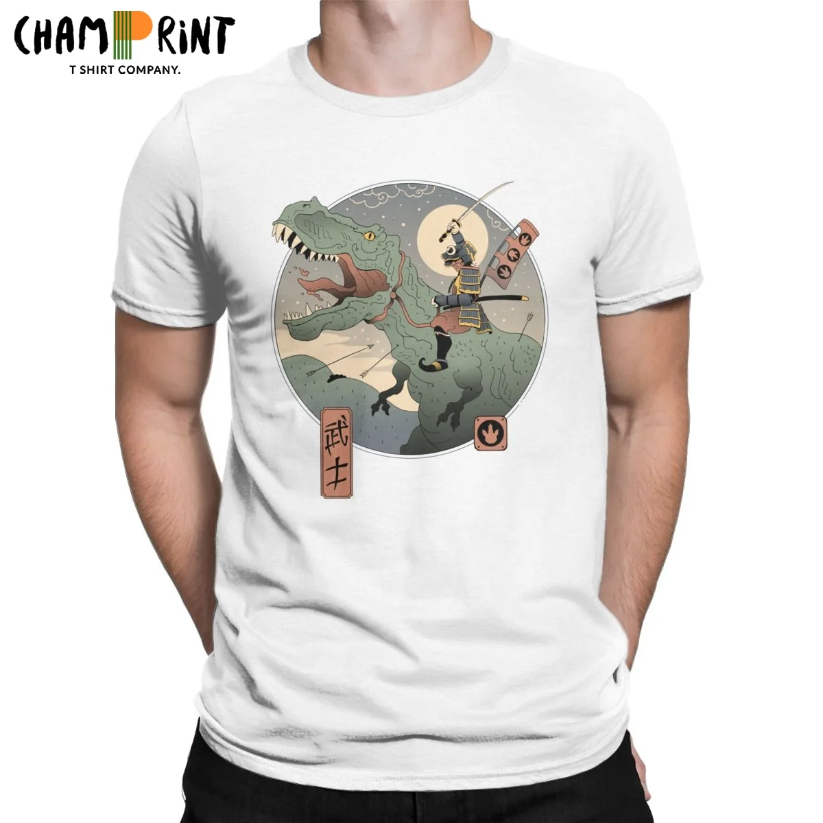 

Jurassic Samurai Dinosaur Men T Shirts Fashion Tees Short Sleeve O Neck T-Shirt Cotton Birthday Gift Clothes