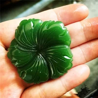 natural green hand carved peony flower jade pendant fashion boutique jewelry men and women flower necklace