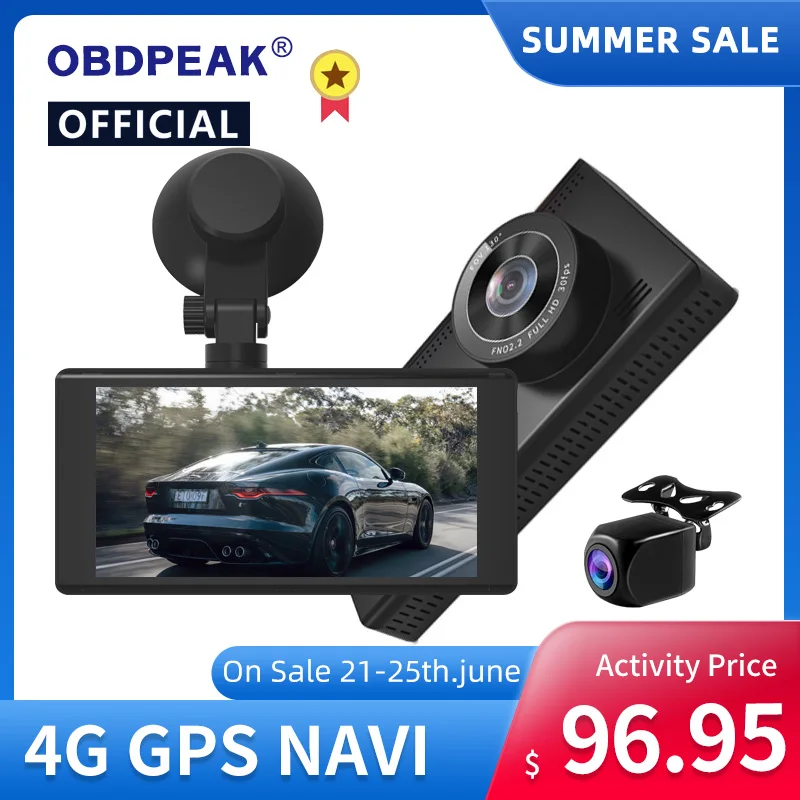 Видеорегистратор OBDPEAK T03 5 18 дюйма Full HD 1080P ADAS 4G Android 8 1 двойной объектив умный
