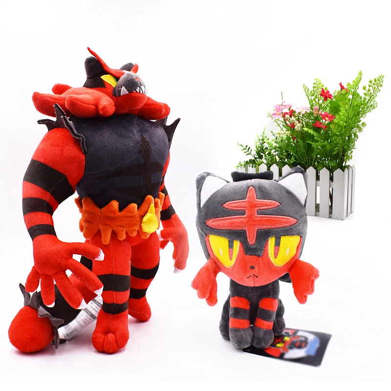 2 стиля куклы животных Litten Evolution Alola Incineroar Solgaleo Lunala SUN/MOON Мягкая Плюшевая Кукла