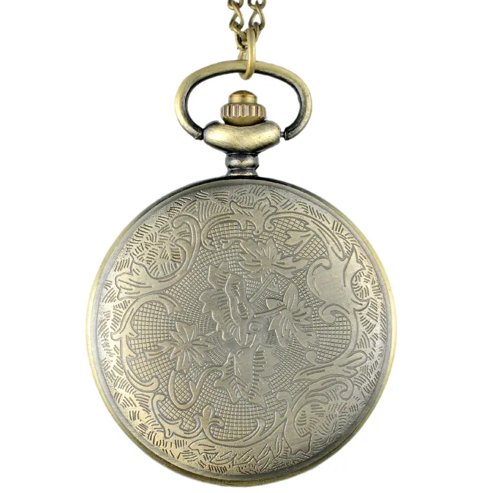 

Retro Bronze DAD Hollow Quartz Pocket Watch Chains Antique Men Pendant Necklace Clock Father's Day Gift