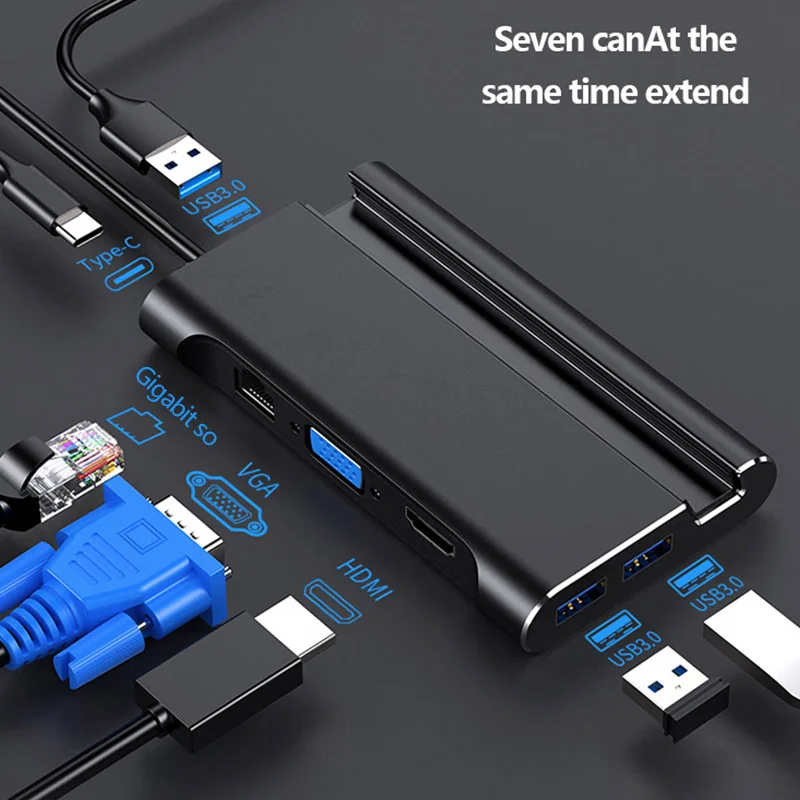 Док станция USB C типа c hdmi 3 0 HDMI VGA RJ45 Hub для ноутбука Macbook Pro HP DELL Surface Lenovo Samsung dex