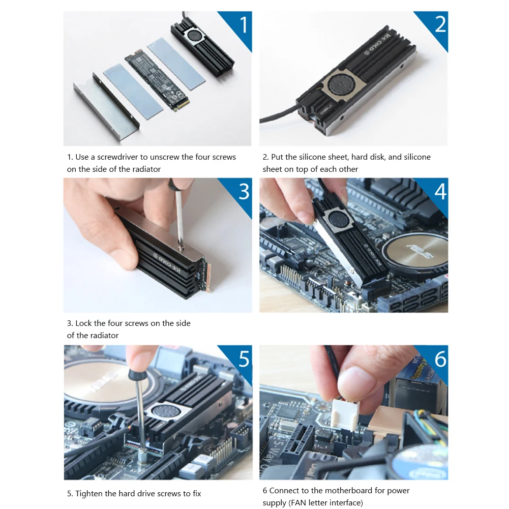 

C2560-II M.2 SSD Heatsink Cooler M.2 NVME 2280 HDD Solid State Hard Disk Radiator Aluminum Double-sided Cooling Pad Ventilador