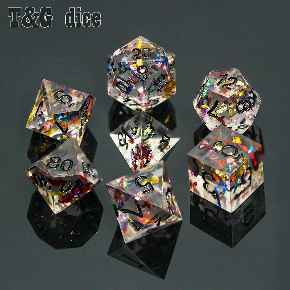 Красочные острые края кости набор 7 шт./компл. D4 D20 с DND RPG подарок настольные игры