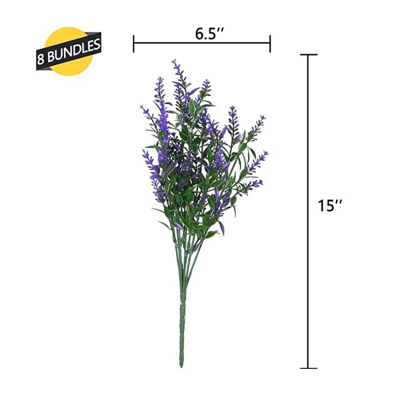 

8Pcs/Pack Fake Flowers Artificial Flowers Lavender Flowers UV Resistant Shrubs Plants Faux Plastic Garen Decors for Home