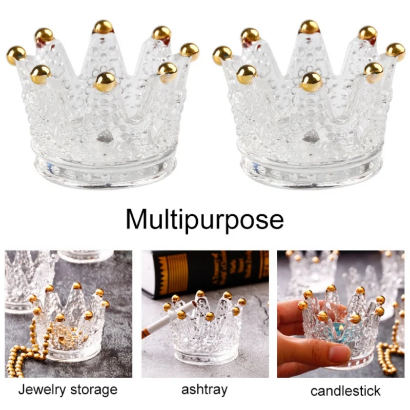 Пепельница прозрачный черный Корона стеклянная сигарная пепельница аксессуары