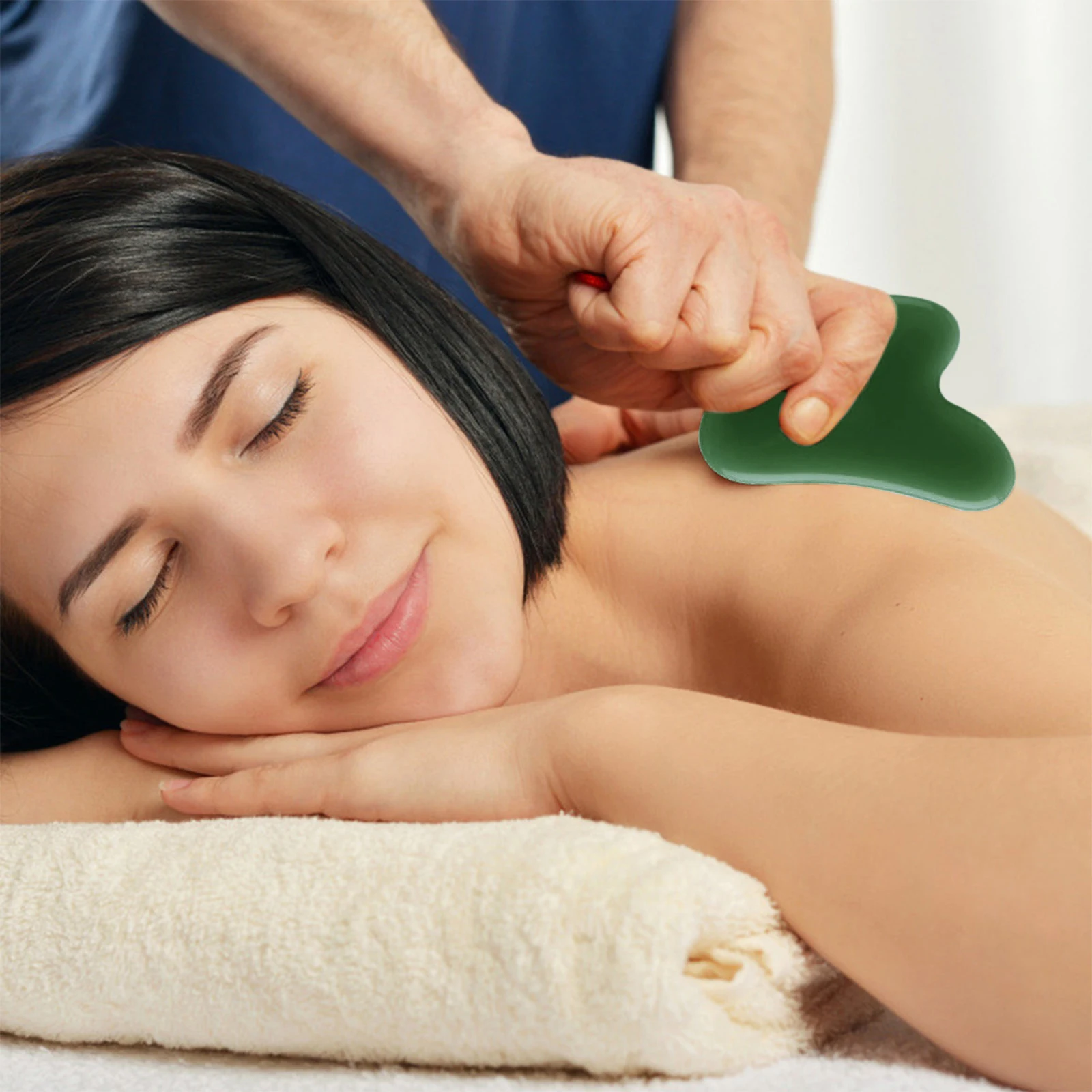 Инструмент для лица Gua Sha Нефритовый камень доска спа-иглоукалывания терапия