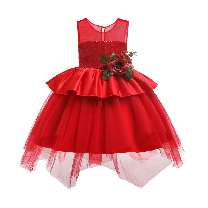 

Children dress sequined children's skirt princess dress handmade flower dress wave skirt wedding dress