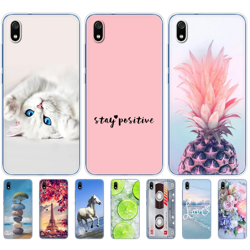 For Xiaomi Redmi 7A Case Painted Silicon Soft TPU Back Phone Cover for redmi 7 a case hongmi 7a Full 360 Protective Coque Bumper