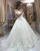 vintage ivory lace wedding dresses princess ball gown off the shoulder plus size bridal gowns with short sleeves 2022 marriage