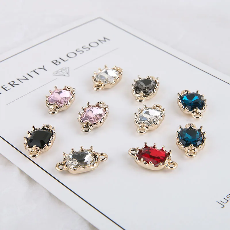 

Gold Tone Plated Zinc Alloy Zircon Crystal Rhinestone Jewelry Connector Charms Ornament Accessories Earring Pendant DIY 50pcs